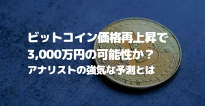 ビットコインの価格再上昇で3,000万円の可能性か？アナリストの強気な予測とは