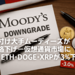 米格付け大手ムーディーズが米国格下げ—仮想通貨市場に波紋、ETH・DOGE・XRPが3%下落