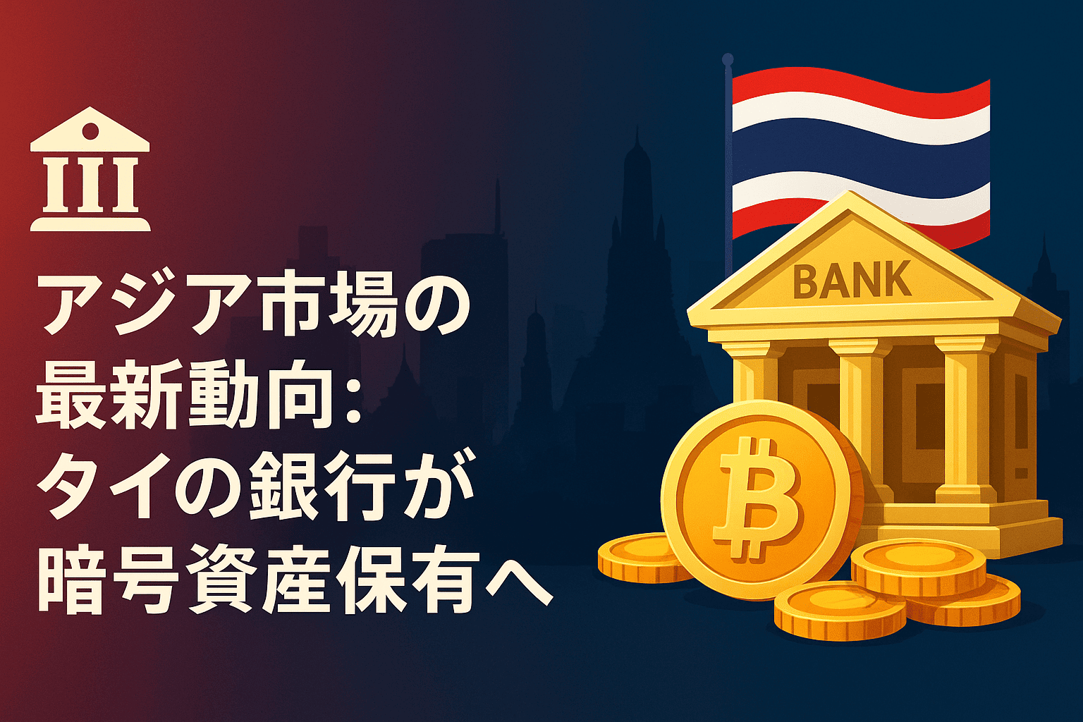 🏦 アジア市場の最新動向：タイの銀行が暗号資産保有へ