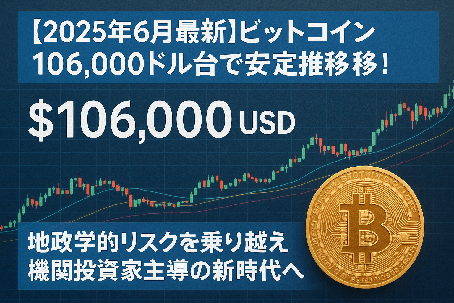 【2025年6月最新】ビットコイン106,000ドル台で安定推移!地政学的リスクを乗り越え機関投資家主導の新時代へ