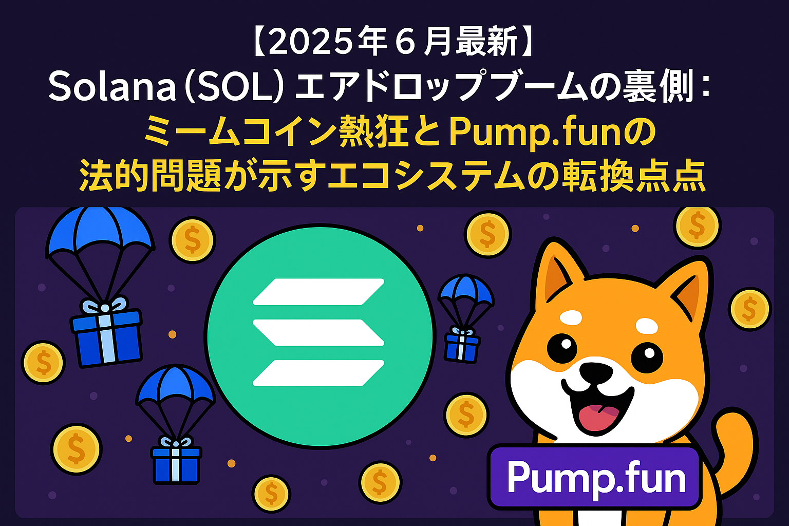 【2025年6月最新】Solana(SOL)エアドロップブームの裏側:ミームコイン熱狂とPump.funの法的問題が示すエコシステムの転換点
