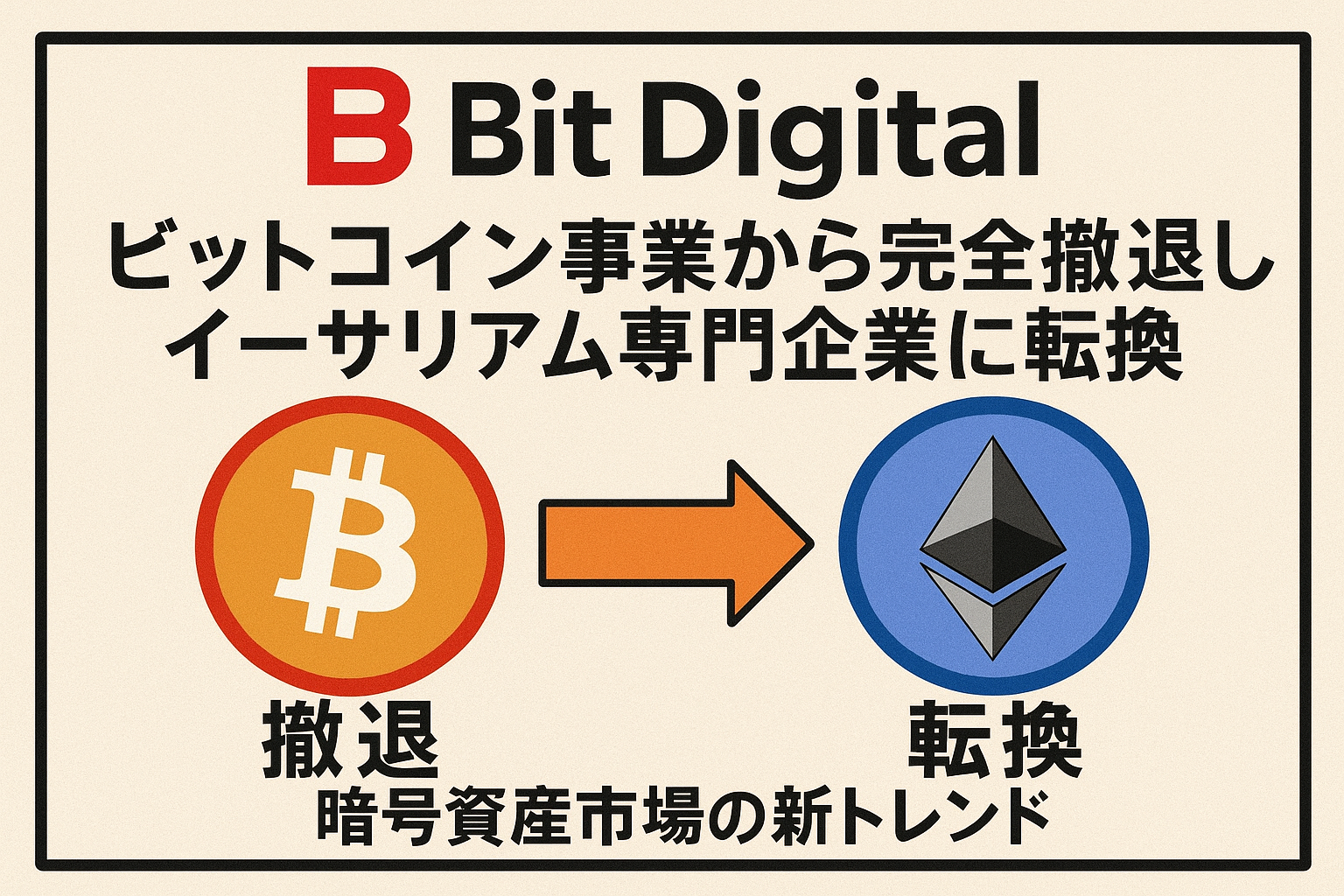 Bit Digital、ビットコイン事業から完全撤退しイーサリアム専門企業に転換 - 暗号資産市場の新トレンド