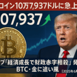 ビットコイン10万7,937ドルに急上昇!トランプ「経済成長で財政赤字相殺」発言でBTC・金に追い風【2025年6月29日最新】