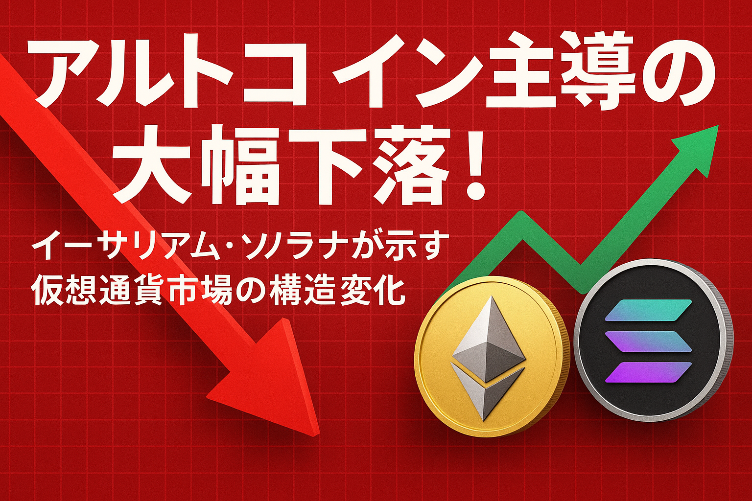 市場分析】アルトコイン主導の大幅下落！イーサリアム・ソラナが示す仮想通貨市場の構造変化 - CoinChoice（コインチョイス）
