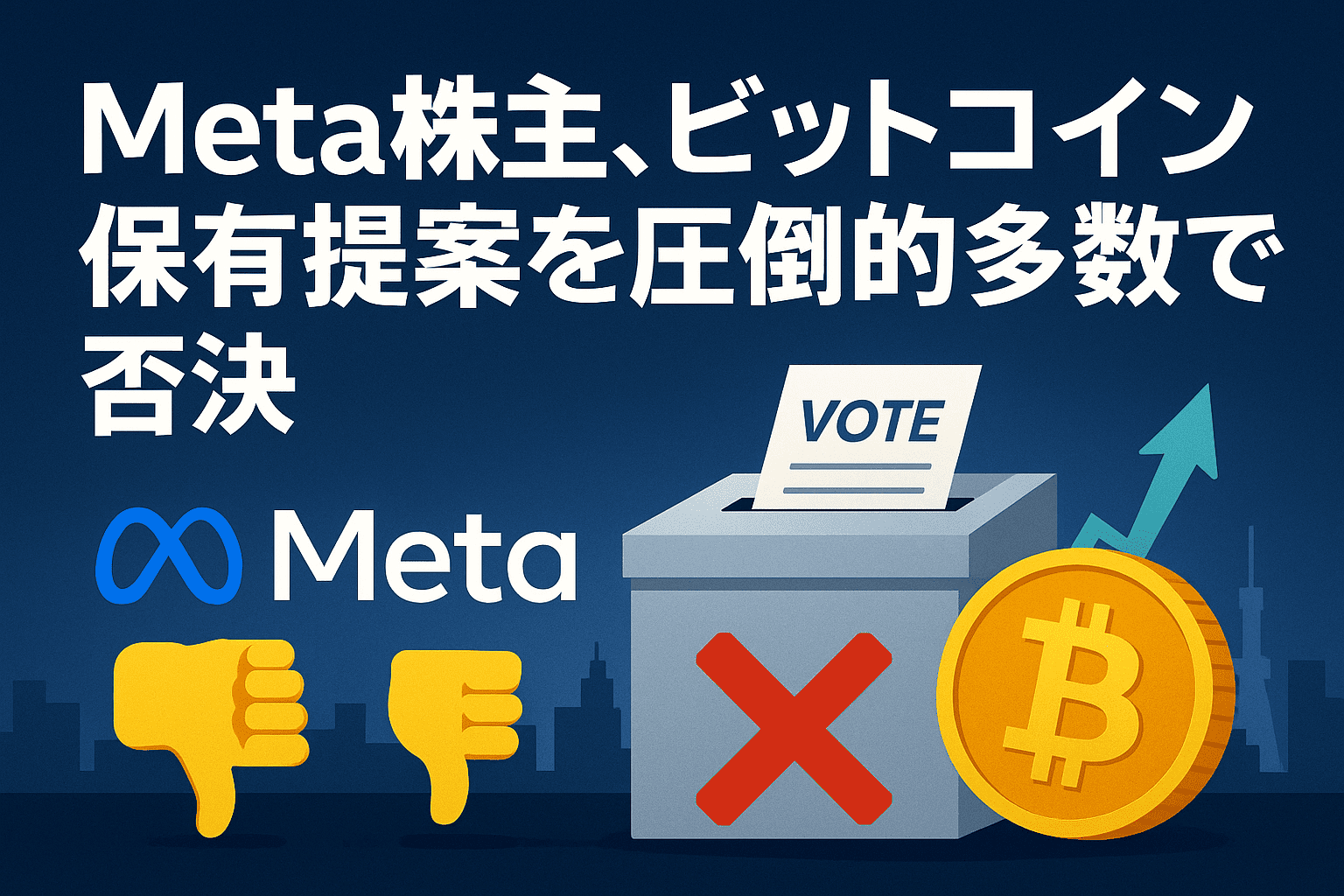Meta株主、ビットコイン保有提案を圧倒的多数で否決 - 仮想通貨業界への影響を徹底分析 - CoinChoice（コインチョイス）