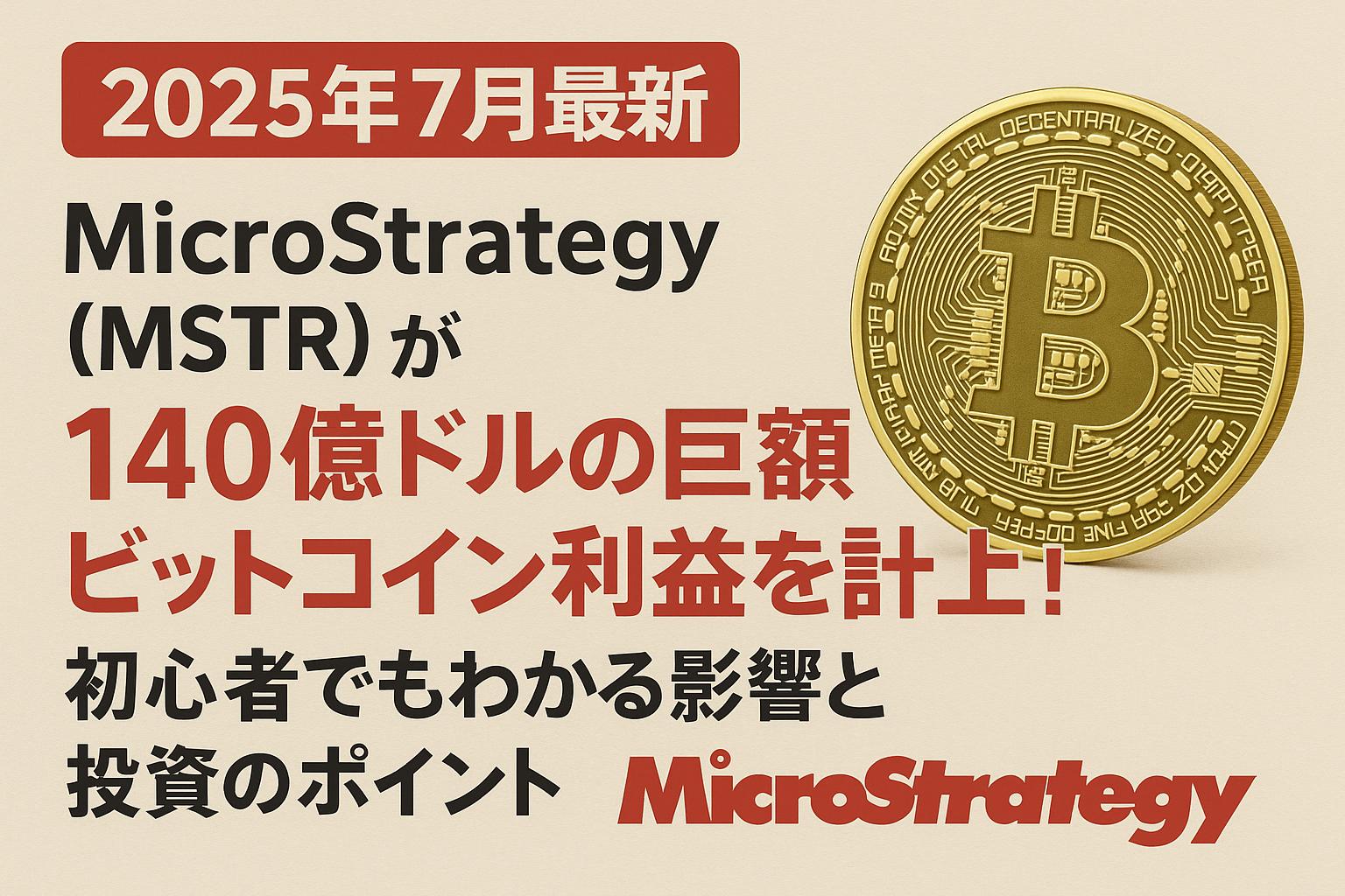 【2025年7月最新】MicroStrategy(MSTR)が140億ドルの巨額ビットコイン利益を計上!初心者でもわかる影響と投資のポイント