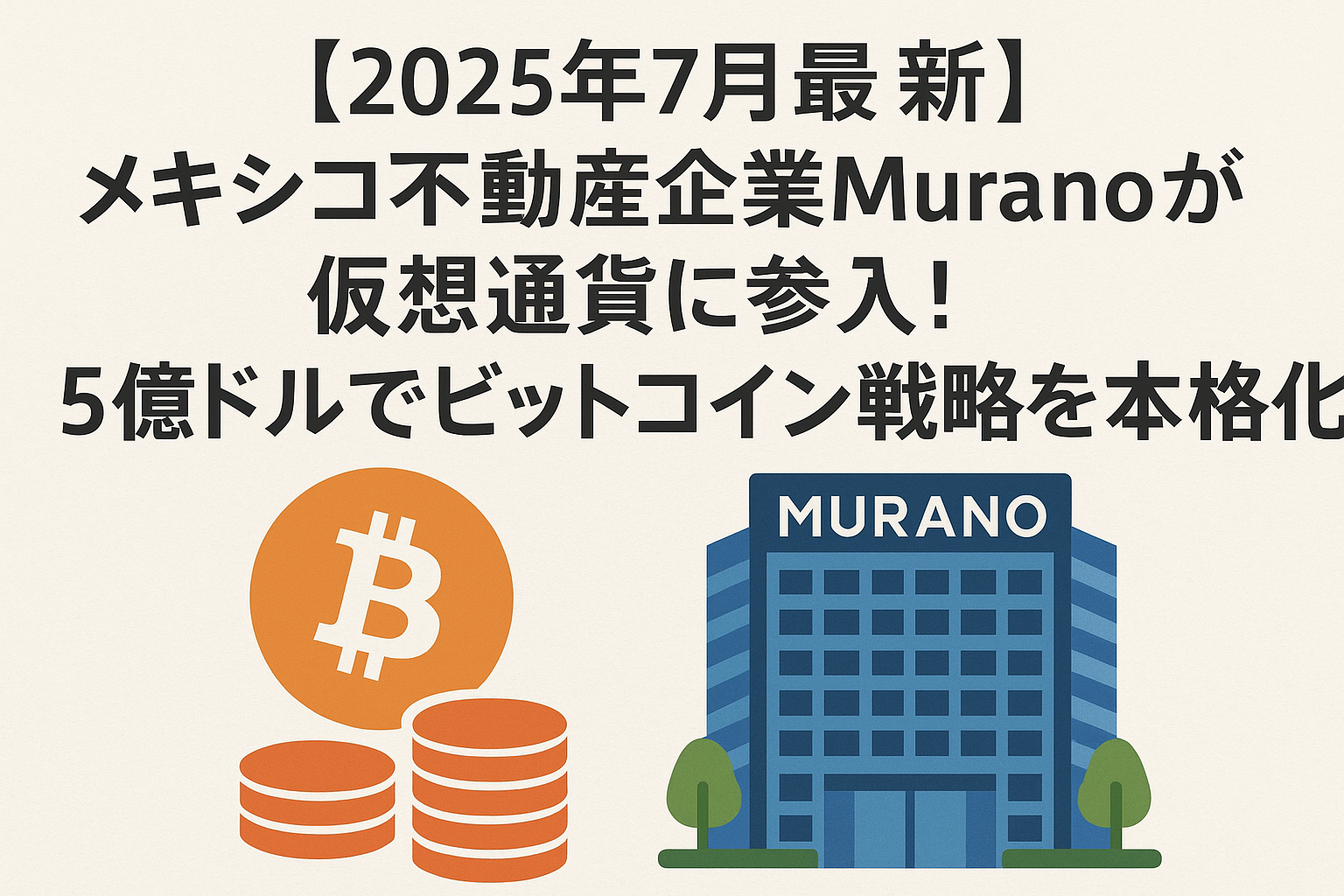 【2025年7月最新】メキシコ不動産企業Muranoが仮想通貨に参入!5億ドルでビットコイン戦略を本格化