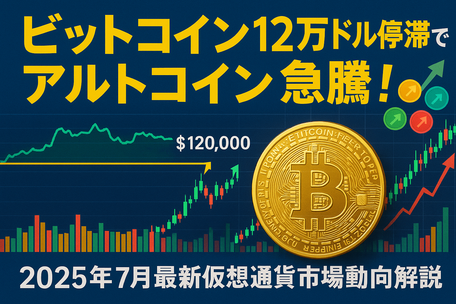 ビットコイン12万ドル停滞でアルトコイン急騰!2025年7月最新仮想通貨市場動向解説