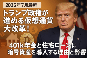 【2025年7月最新】トランプ政権が進める仮想通貨大改革！401k年金と住宅ローンに暗号資産を導入する理由と影響