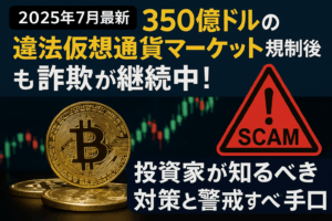 【2025年7月最新】史上最大350億ドルの違法仮想通貨マーケット規制の真相と投資家が知るべき詐欺対策