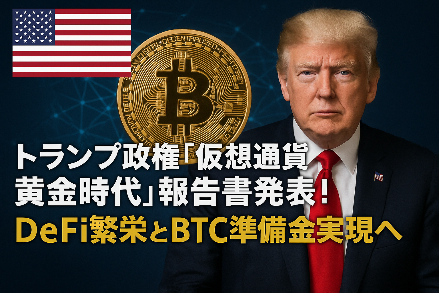 トランプ政権「仮想通貨黄金時代」報告書発表!DeFi繁栄とBTC準備金実現へ
