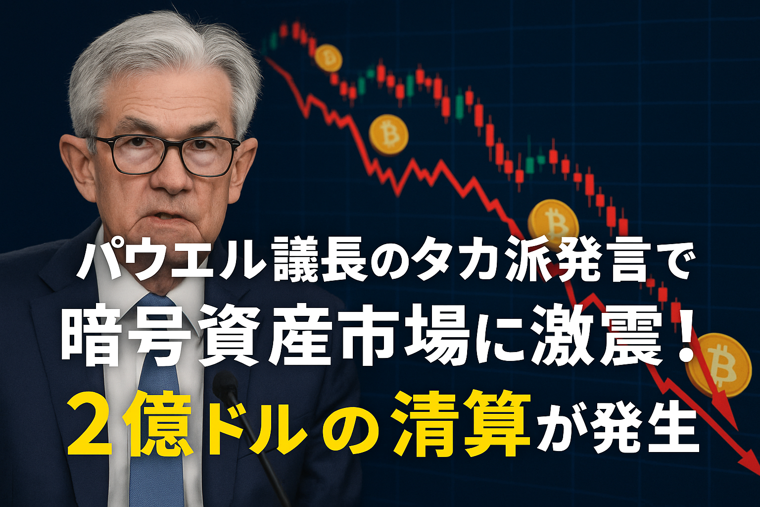 パウエル議長のタカ派発言で暗号資産市場に激震！2億ドルの清算が発生 - 2025年7月30日の市場分析