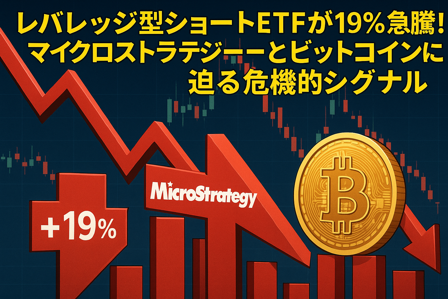 レバレッジ型ショートETFが19%急騰!マイクロストラテジーとビットコインに迫る危機的シグナル