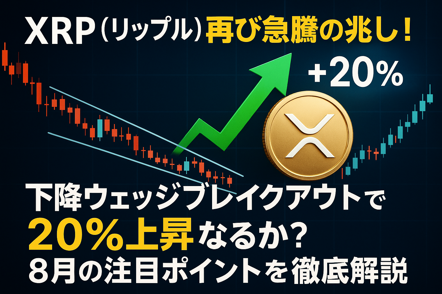 XRP(リップル)が再び急騰の兆し!下降ウェッジブレイクアウトで20%上昇なるか?8月の注目ポイントを徹底解説