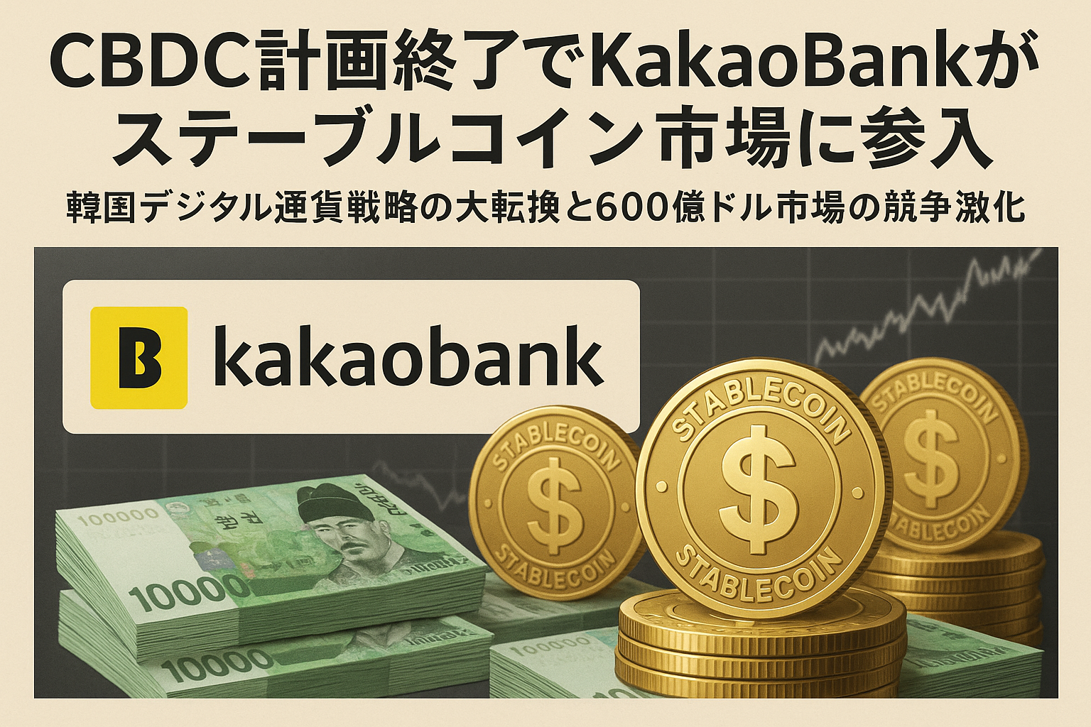 CBDC計画終了でKakaoBankがステーブルコイン市場に参入：韓国デジタル通貨戦略の大転換と600億ドル市場の競争激化