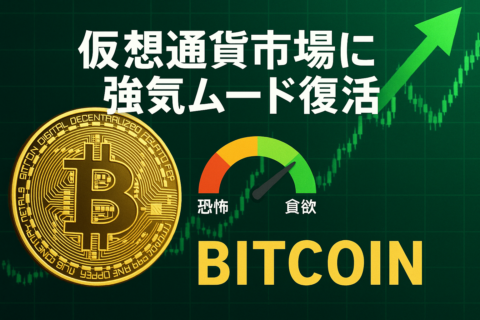 仮想通貨市場に強気ムード復活：恐怖強欲指数「貪欲」回復でビットコイン上昇トレンドへ