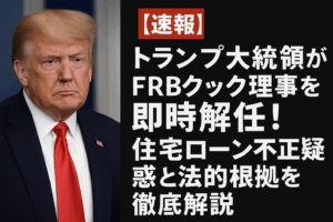 【速報】トランプ大統領がFRBクック理事を即時解任！住宅ローン不正疑惑と法的根拠を徹底解説