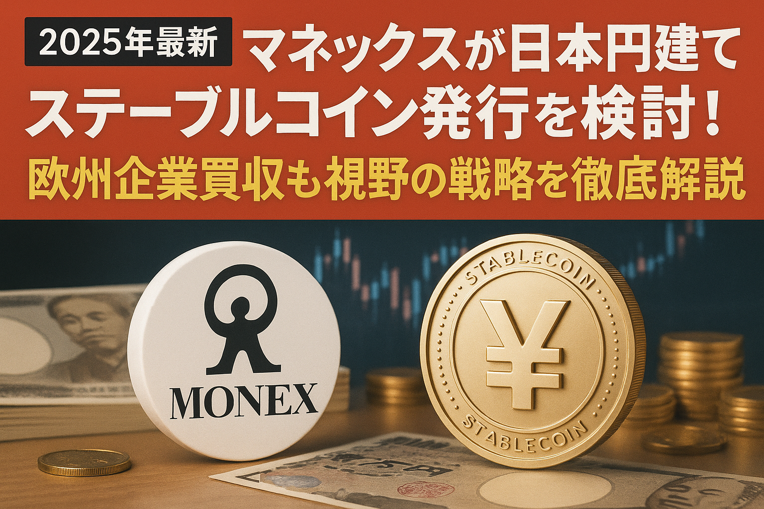 マネックスが日本円建てステーブルコイン発行を検討!欧州企業買収も視野の戦略を徹底解説