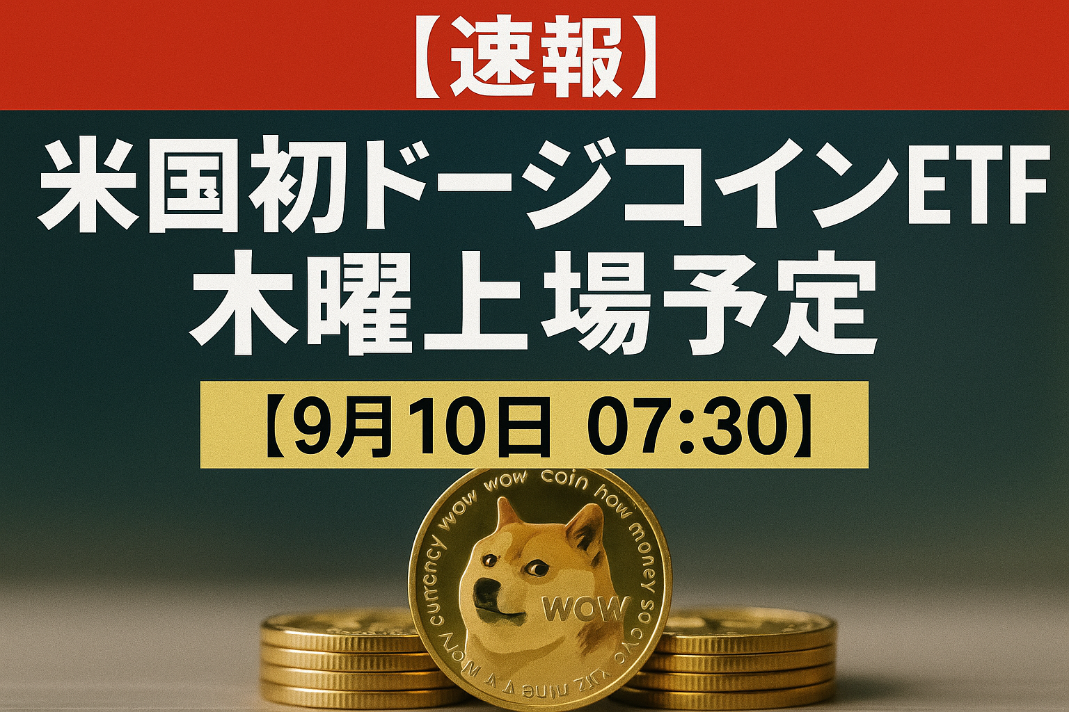 【速報】米国初ドージコインETF木曜上場予定【9月10日 07:30】