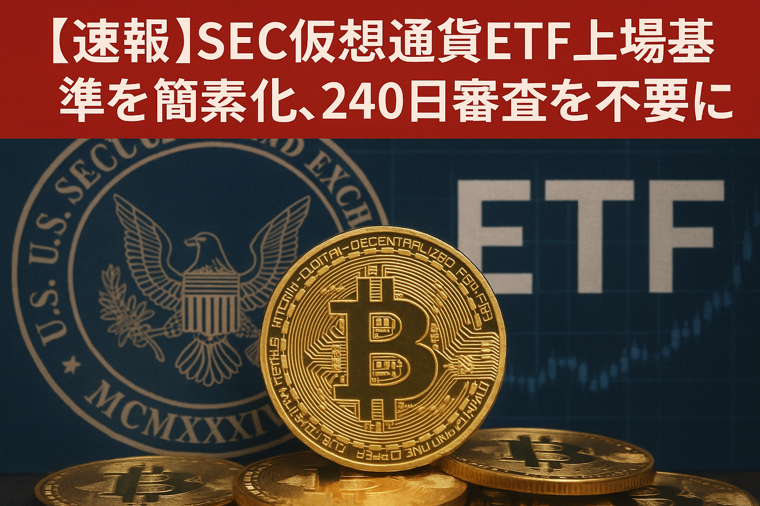 【速報】SEC仮想通貨ETF上場基準を簡素化、240日審査を不要に