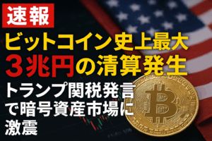 【速報】ビットコイン史上最大3兆円の清算発生：トランプ関税発言で暗号資産市場に激震