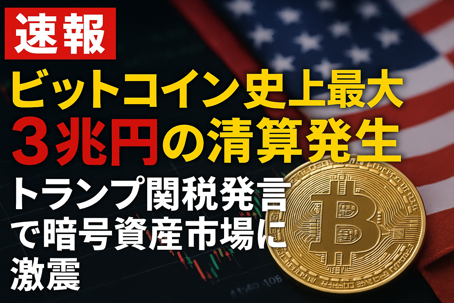 【速報】ビットコイン史上最大3兆円の清算発生:トランプ関税発言で暗号資産市場に激震