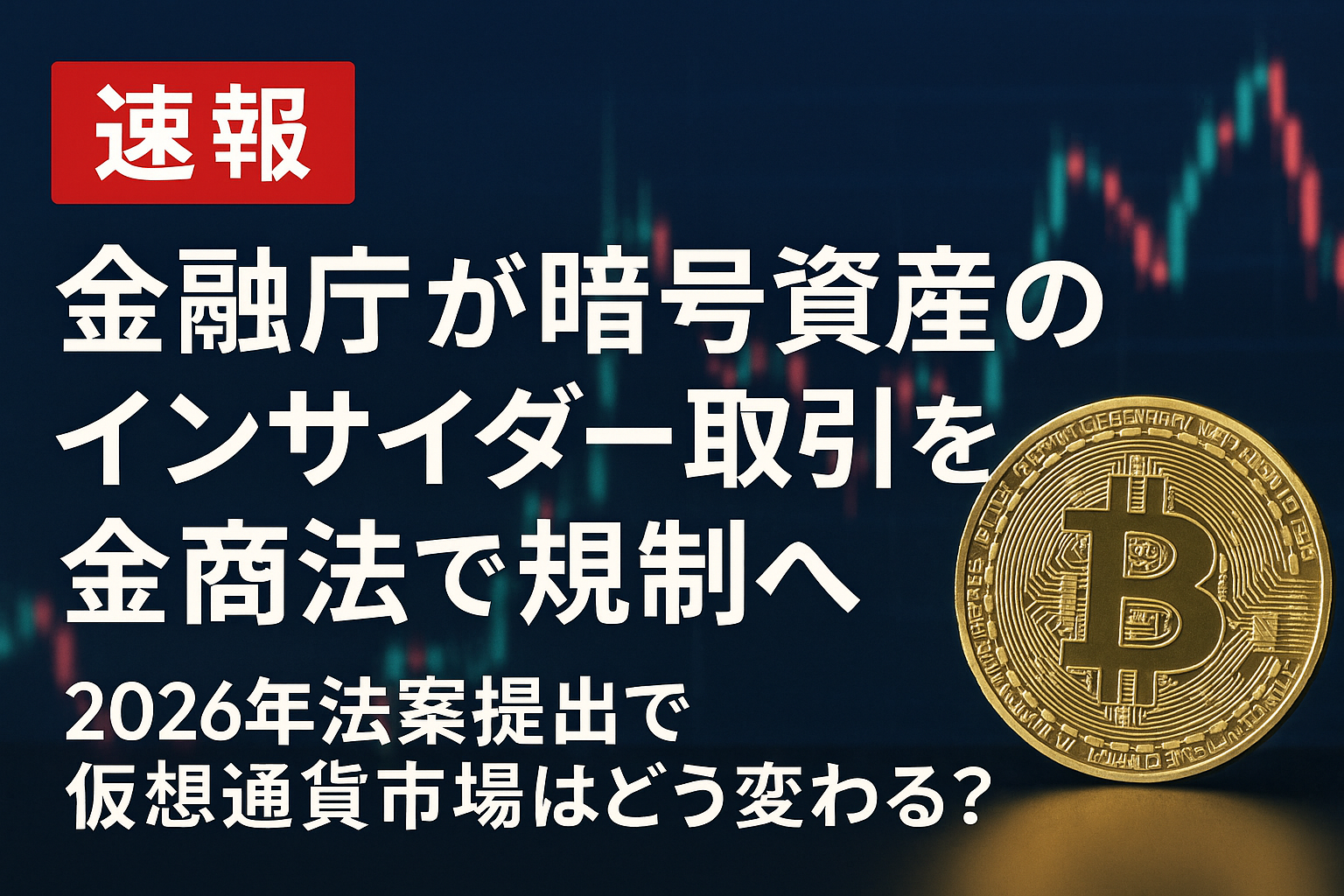 【速報】金融庁が暗号資産のインサイダー取引を金商法で規制へ|2026年法案提出で仮想通貨市場はどう変わる?