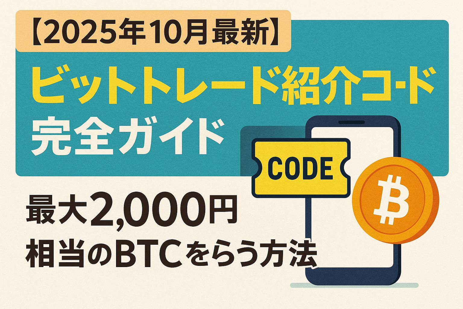 【2025年10月最新】ビットトレード紹介コード完全ガイド|最大2,000円相当のBTCをもらう方法
