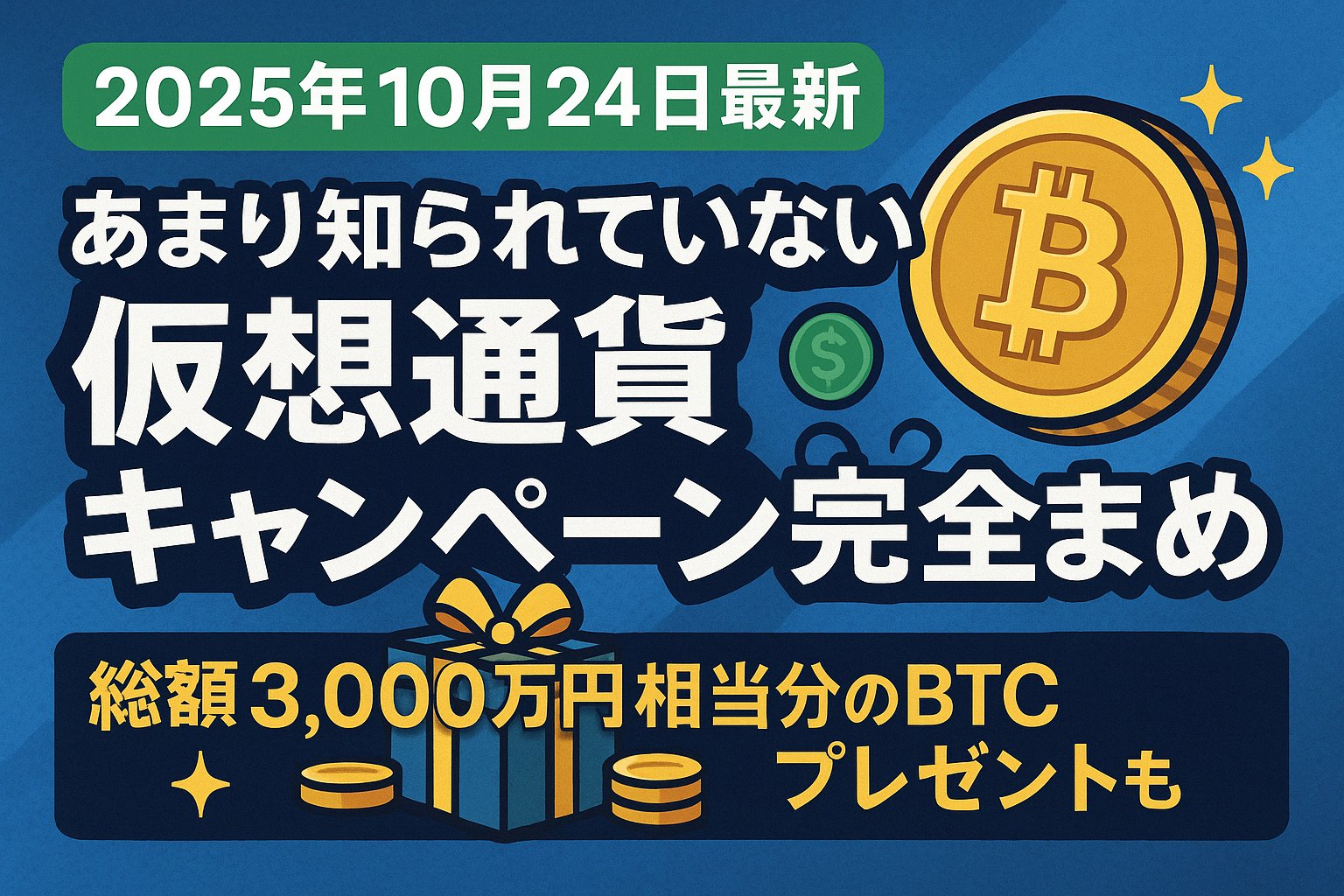 【2025年10月24日最新】あまり知られていない仮想通貨キャンペーン完全まとめ｜総額3,000万円相当分のBTCプレゼントも