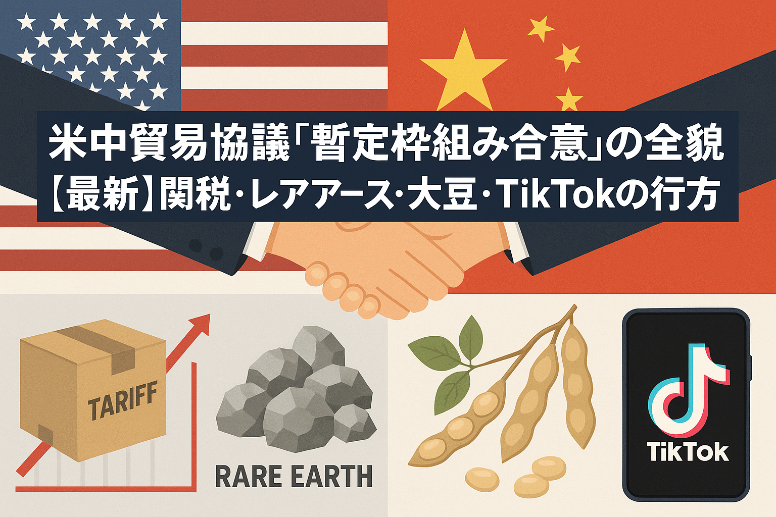 米中貿易協議「暫定枠組み合意」の全貌【最新】関税・レアアース・大豆・TikTokの行方