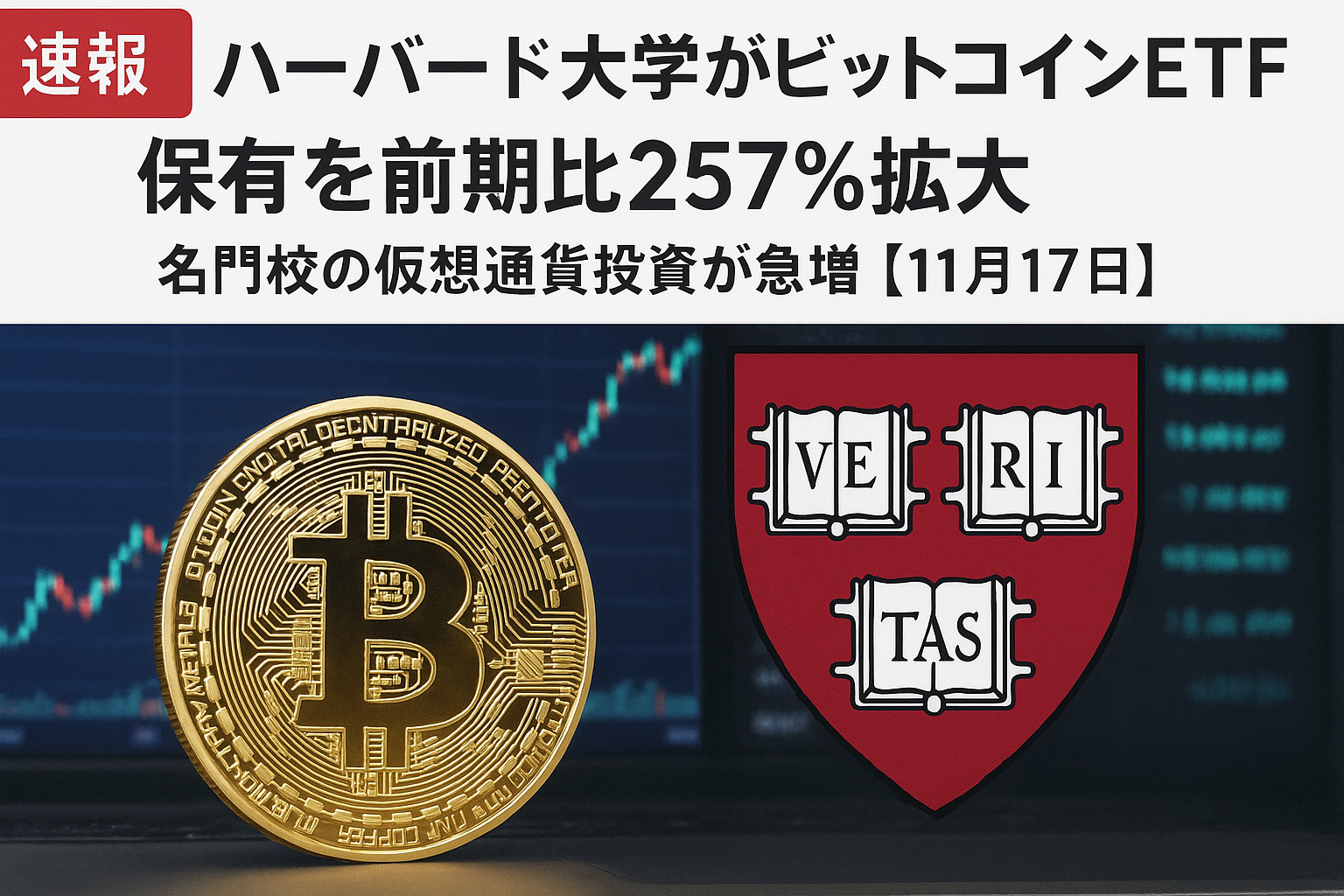 【速報】ハーバード大学基金、ブラックロックのビットコインETFを257％増強──IBITが最大保有銘柄に【4.43億ドル】