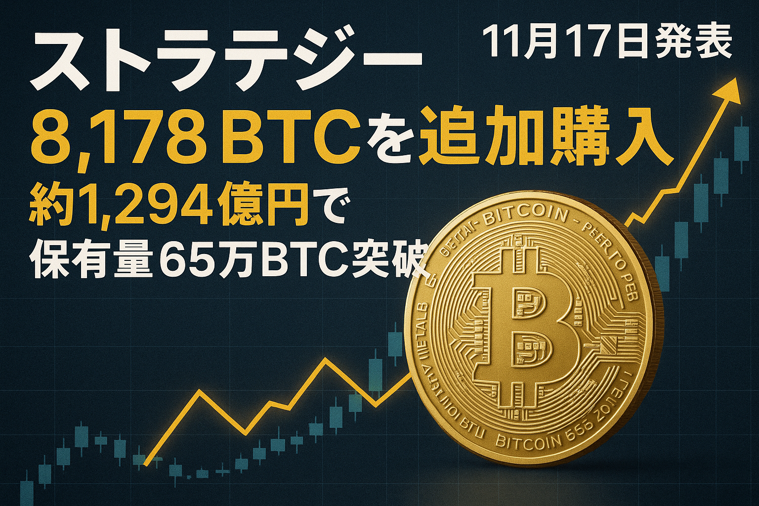 ストラテジー、8,178BTCを追加購入 約1,294億円で保有量65万BTC突破【11月17日発表】 - CoinChoice（コインチョイス）