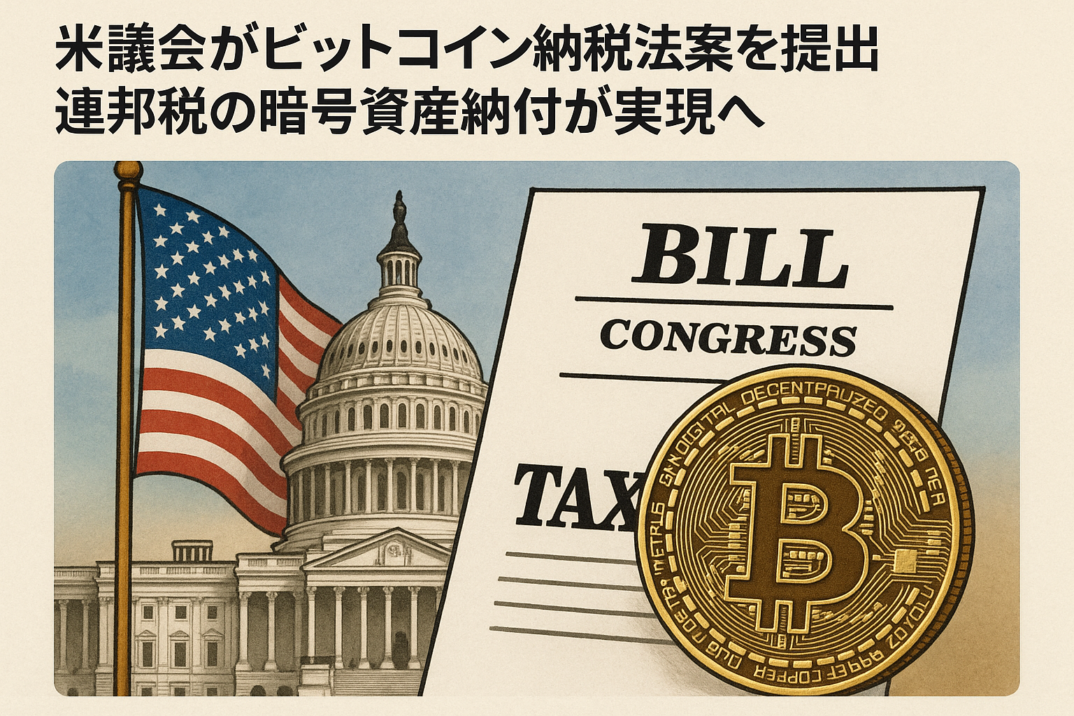 米議会がビットコイン納税法案を提出：連邦税の暗号資産納付が実現か - CoinChoice（コインチョイス）
