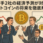 米大手2社の経済予測が対立、ビットコインの将来を徹底解説