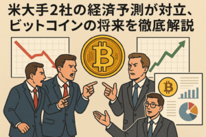 米大手2社の経済予測が対立、ビットコインの将来を徹底解説