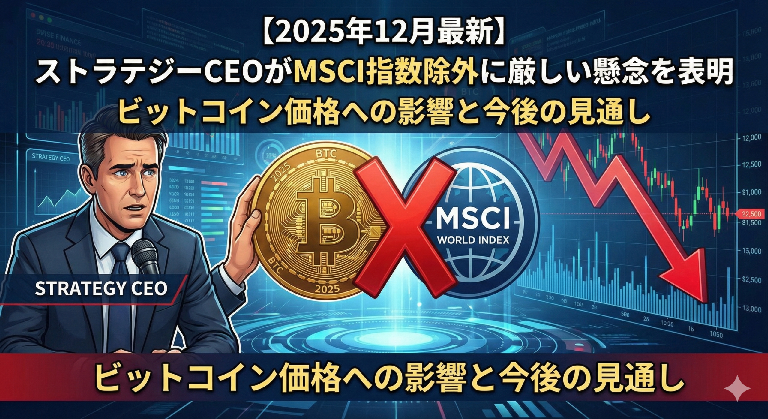 【2025年12月最新】ストラテジーCEOがMSCI指数除外に厳しい懸念を表明|ビットコイン価格への影響と今後の見通し