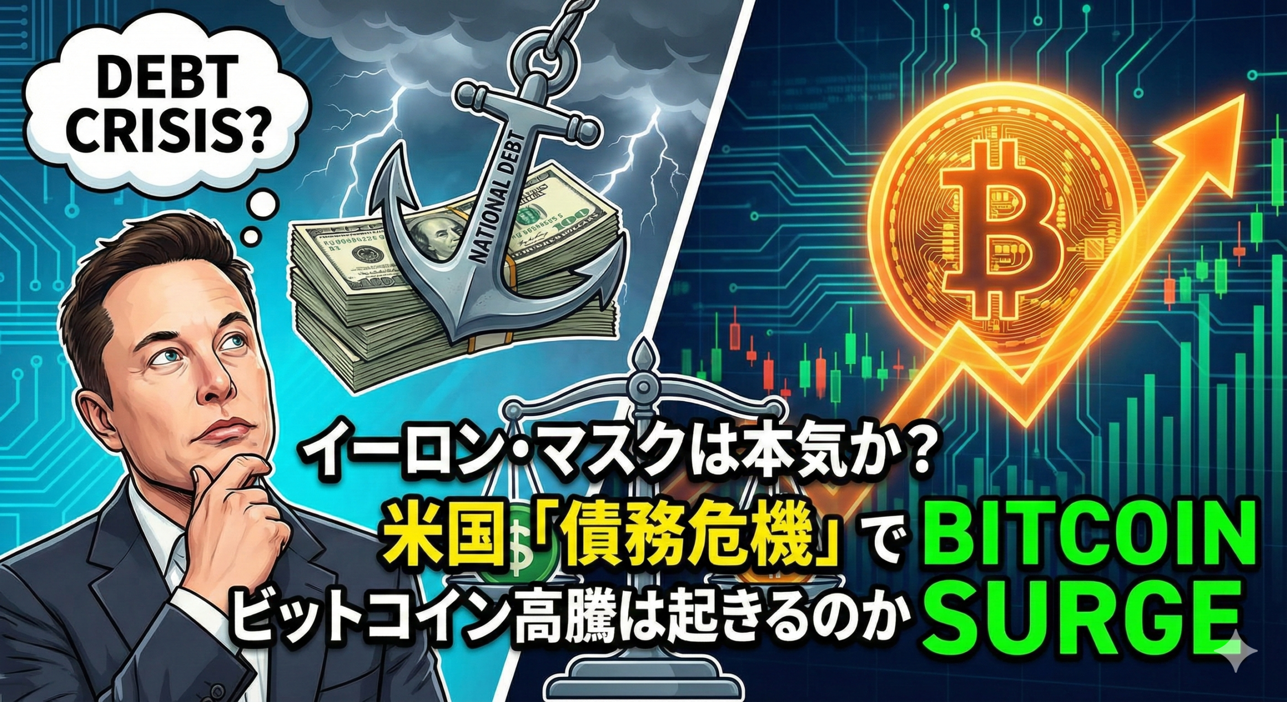 イーロン・マスクは本気か?米国「債務危機」でビットコイン高騰は起きるのか