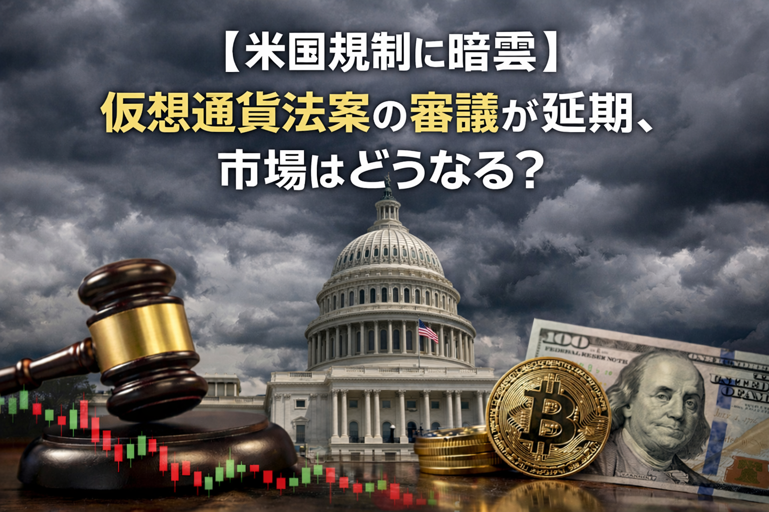【米国規制に暗雲】仮想通貨法案の審議が延期、市場はどうなる？