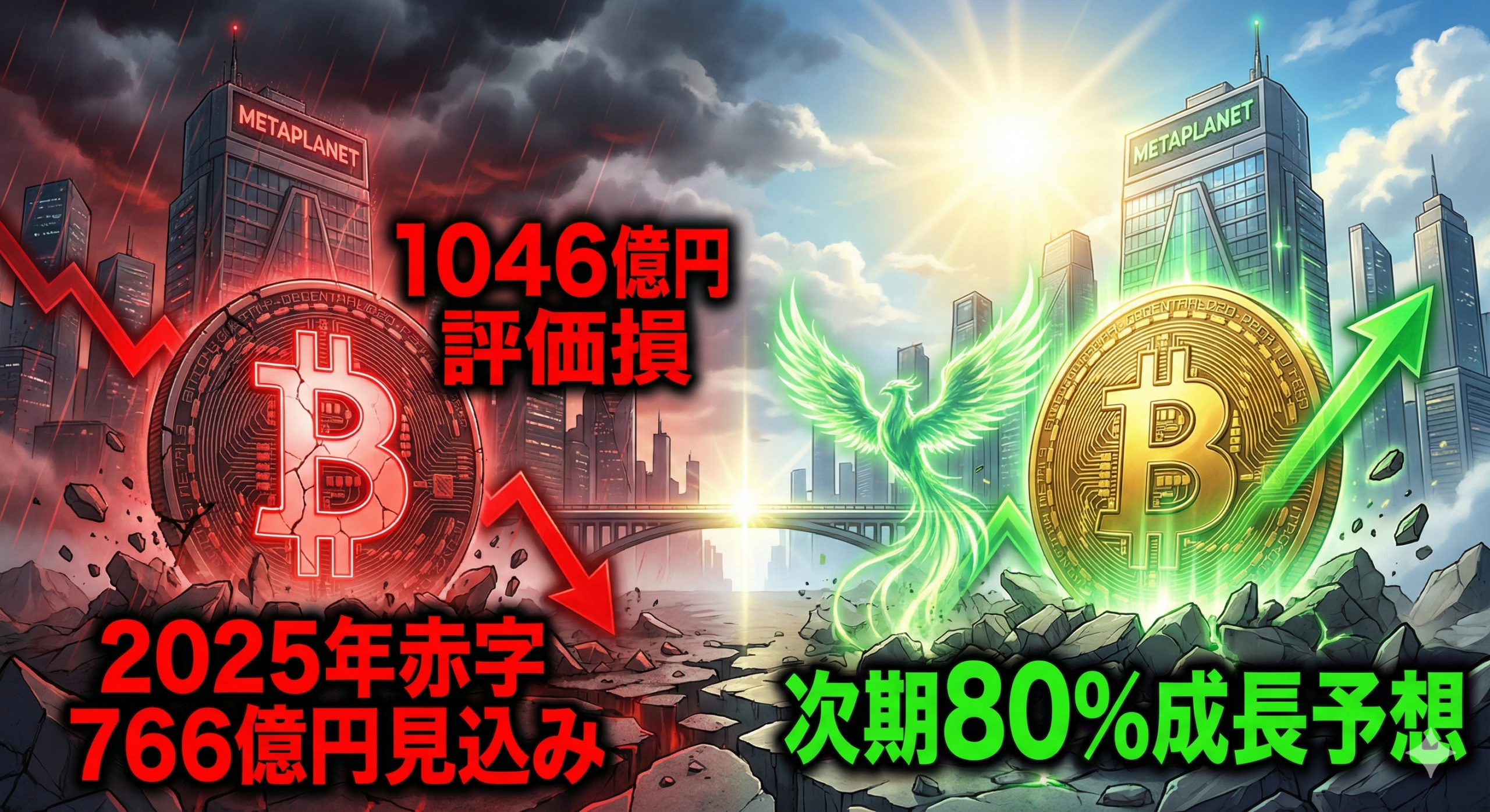 メタプラネット、ビットコイン評価損1046億円で2025年赤字766億円見込みも次期80％成長予想