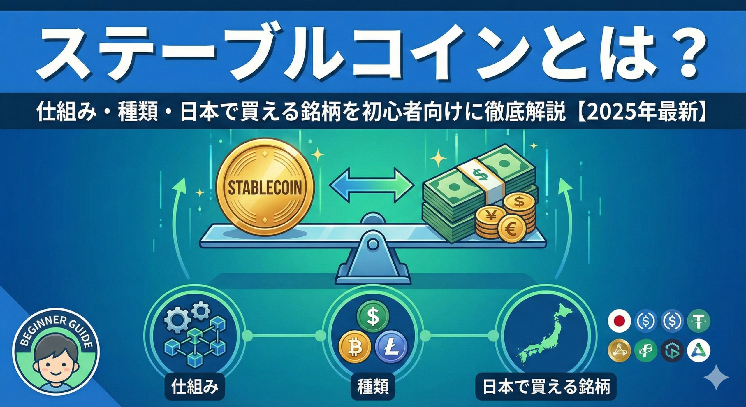 ステーブルコインとは？仕組み・種類・日本で買える銘柄を初心者向けに徹底解説【2025年最新】