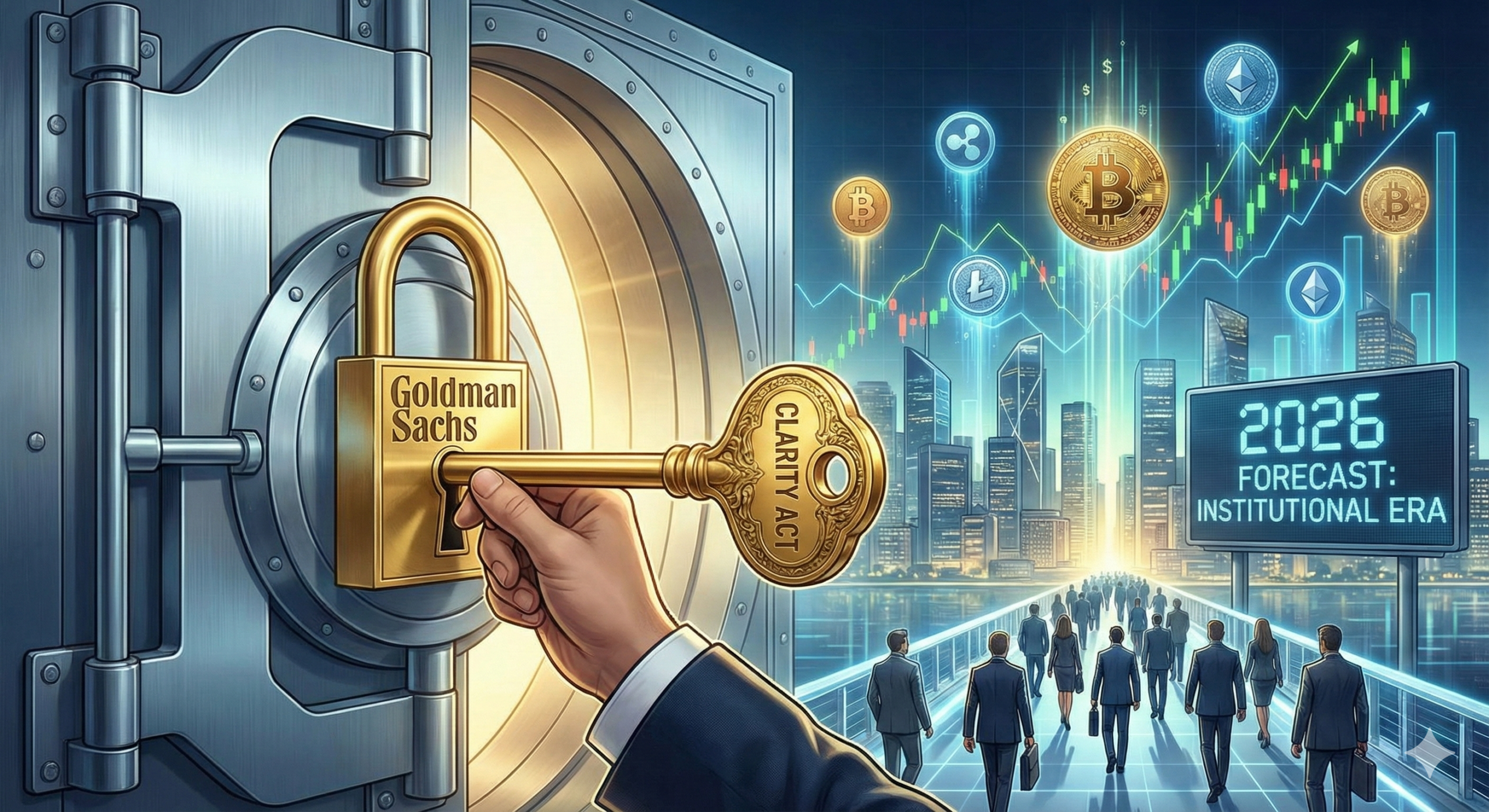 ゴールドマン・サックス、2026年のビットコイン・暗号資産の大型予測を公表｜CLARITY法案が機関投資家参入の鍵