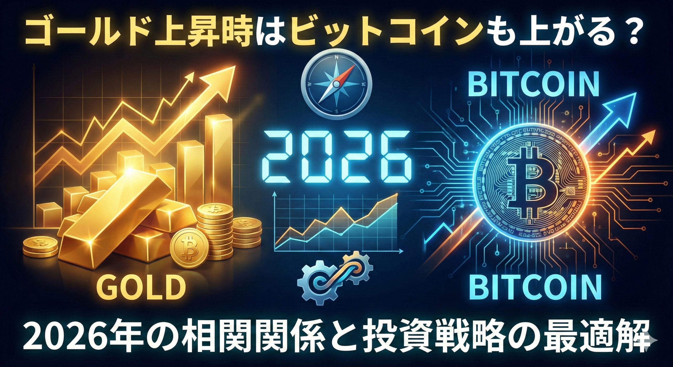 ゴールド上昇時はビットコインも上がる?2026年の相関関係と投資戦略の最適解