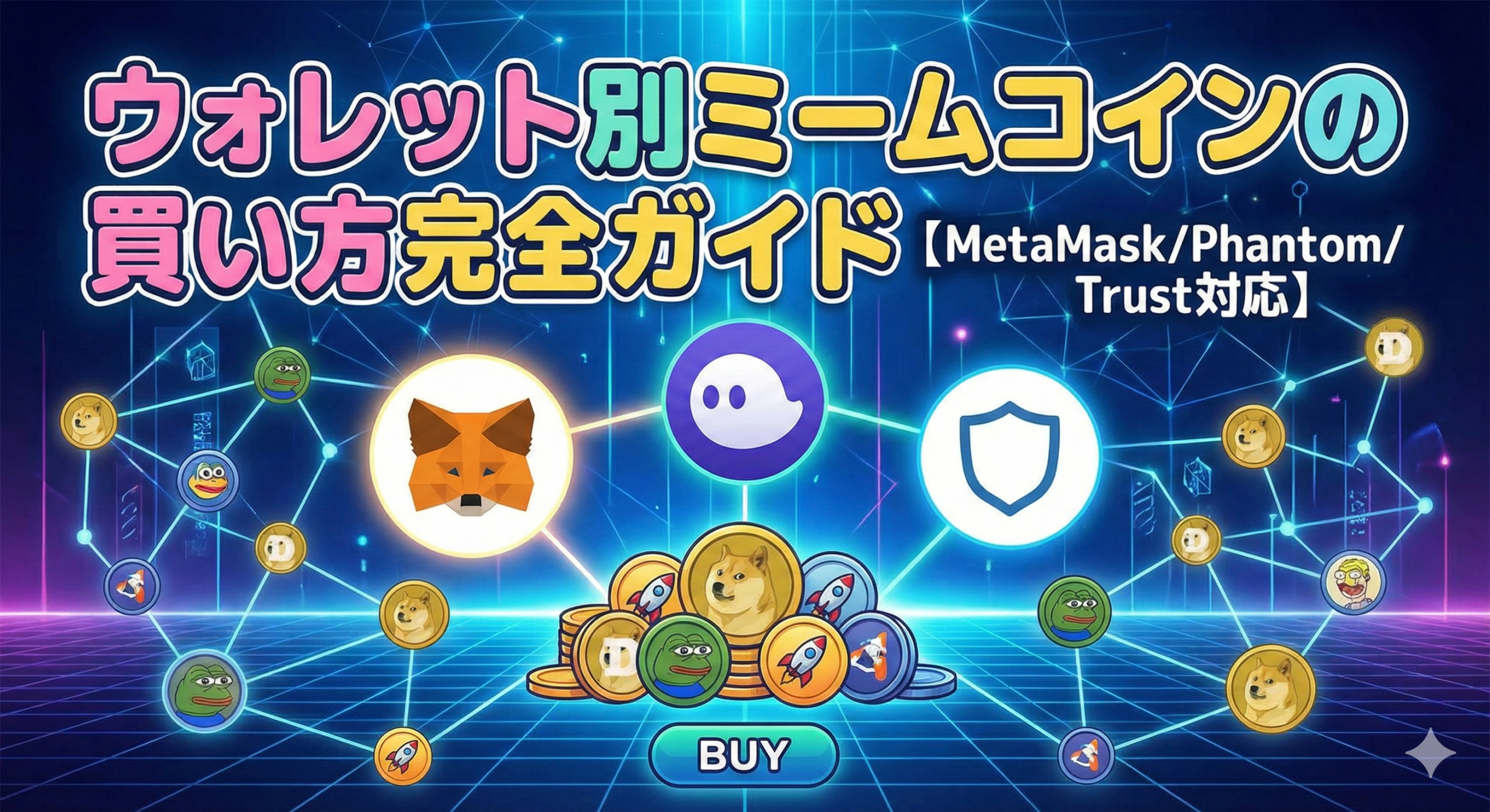 流行りのミームコインの買い方　ウォレット別完全ガイド【MetaMask/Phantom/Trust対応】