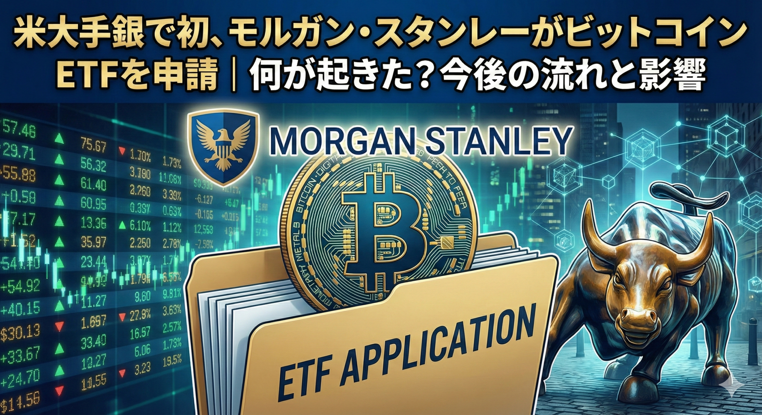米大手銀で初、モルガン・スタンレーがビットコインETFを申請|何が起きた?今後の流れと影響