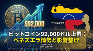 ビットコイン92,000ドル上昇：ベネズエラ情勢と影響整理