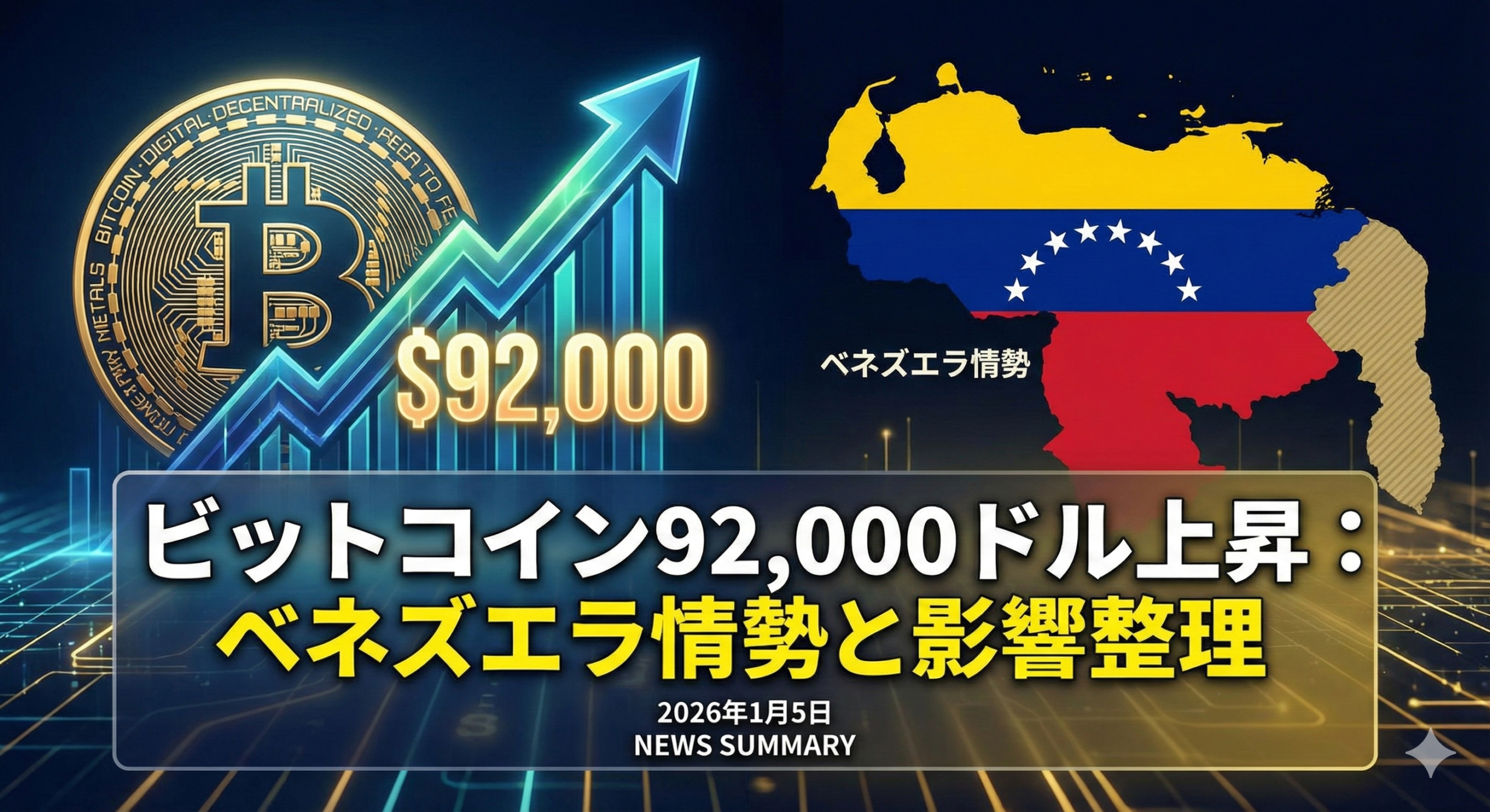 ビットコイン92,000ドル上昇：ベネズエラ情勢と影響整理
