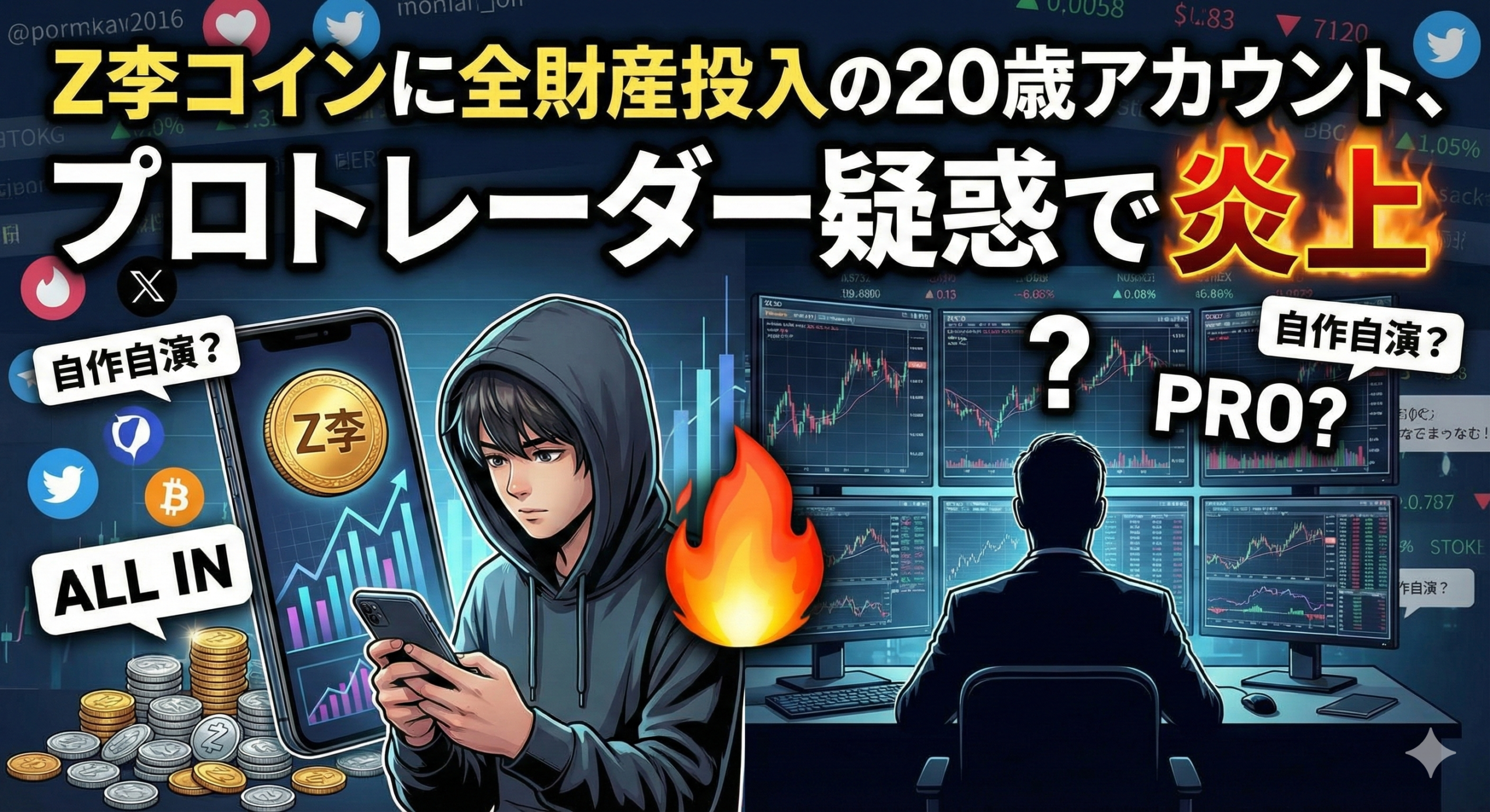 Z李コインに全財産投入の20歳アカウント、プロトレーダー疑惑で炎上