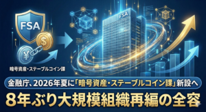 【速報】金融庁、2026年夏に「暗号資産・ステーブルコイン課」新設へ──8年ぶり大規模組織再編の全容