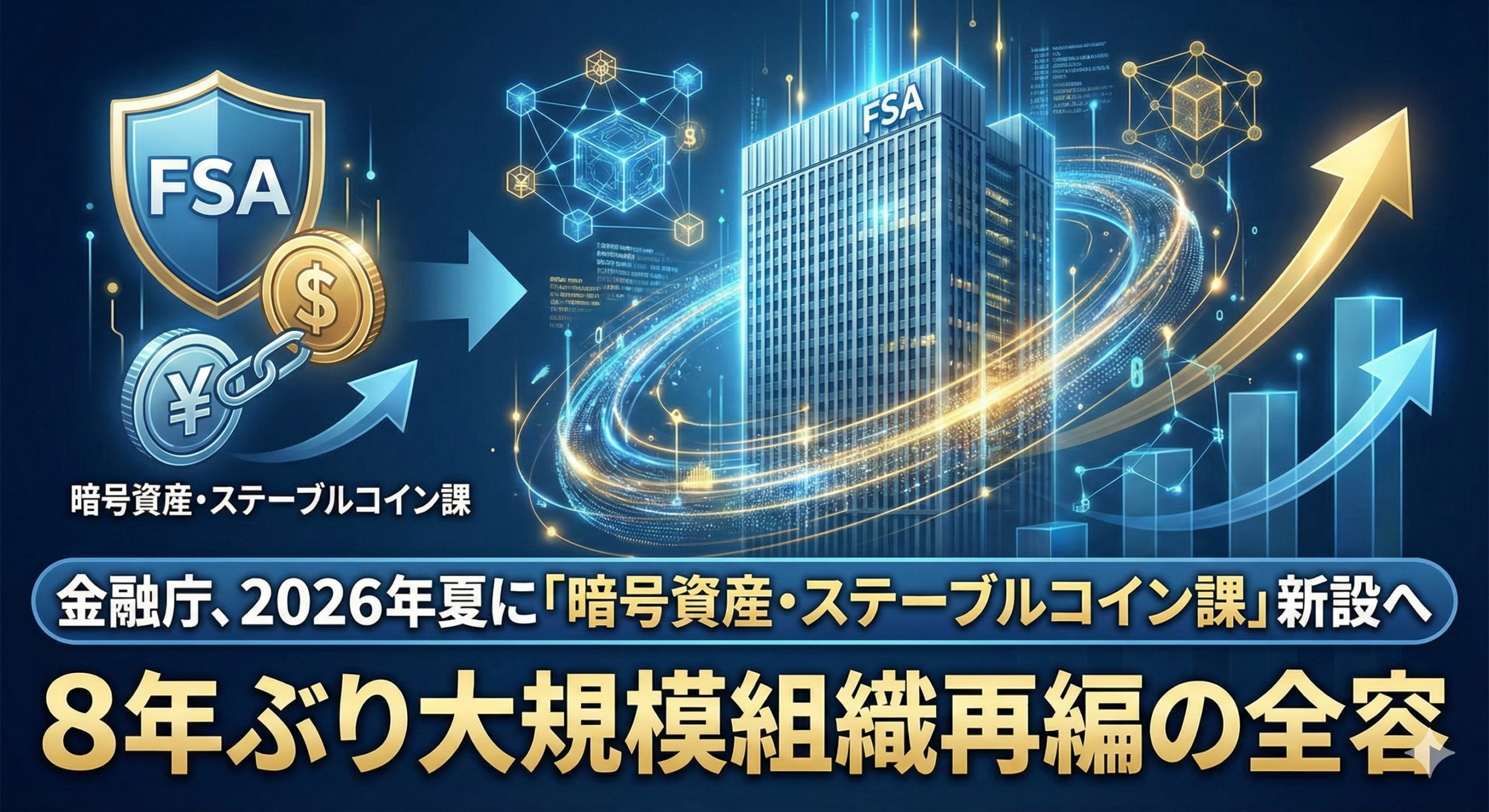 【速報】金融庁、2026年夏に「暗号資産・ステーブルコイン課」新設へ──8年ぶり大規模組織再編の全容