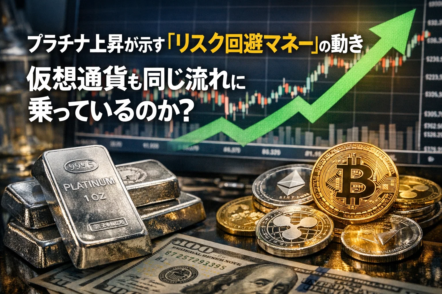 プラチナ上昇が示す「リスク回避マネー」の動き。仮想通貨は同じ流れに乗っているのか?